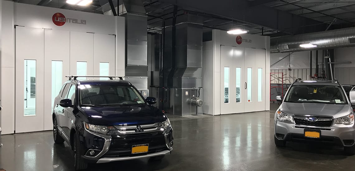 Dual paint booths at Goldstein Collision Repair Center