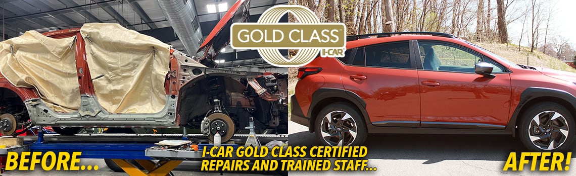 icar Gold Class Certification logo with Before and After example
