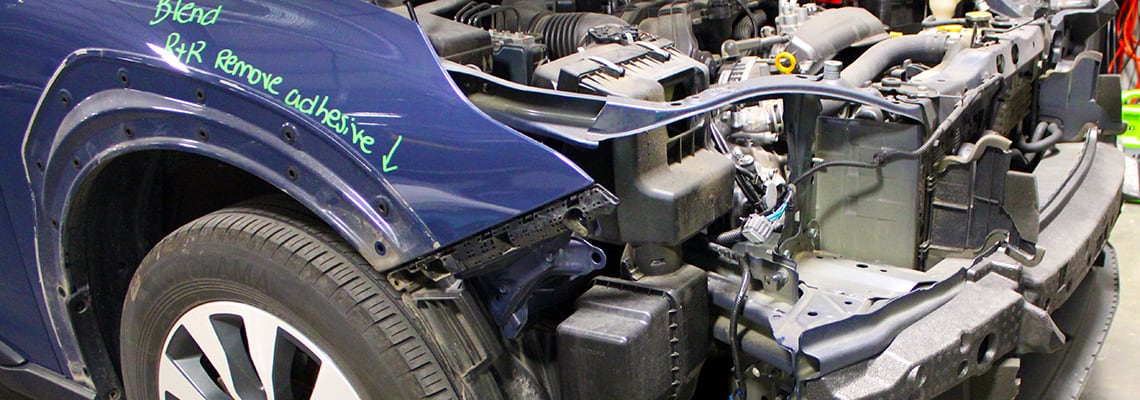 Car being repaired at the Goldstein Collision Center 1